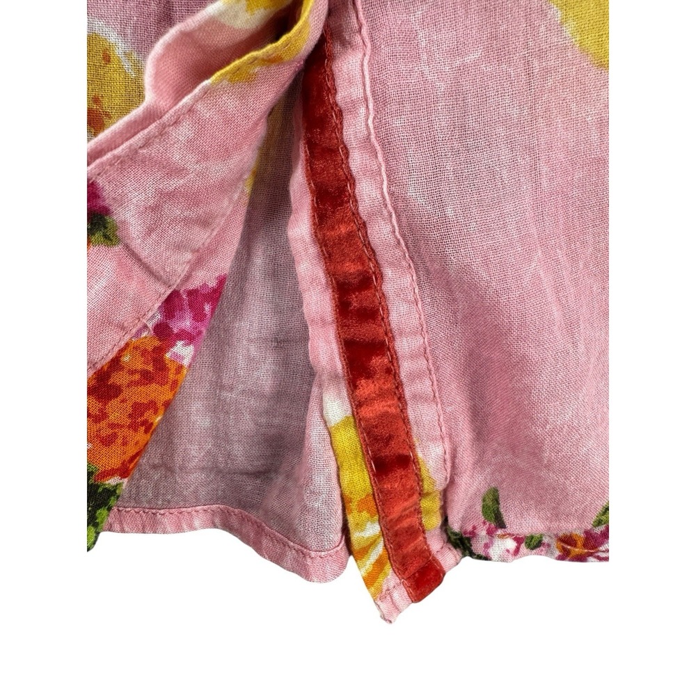 Vintage Goa Floral Button Up Shirt Medium Pink Boho Cottagecore Cotton Top - Picture 4 of 16